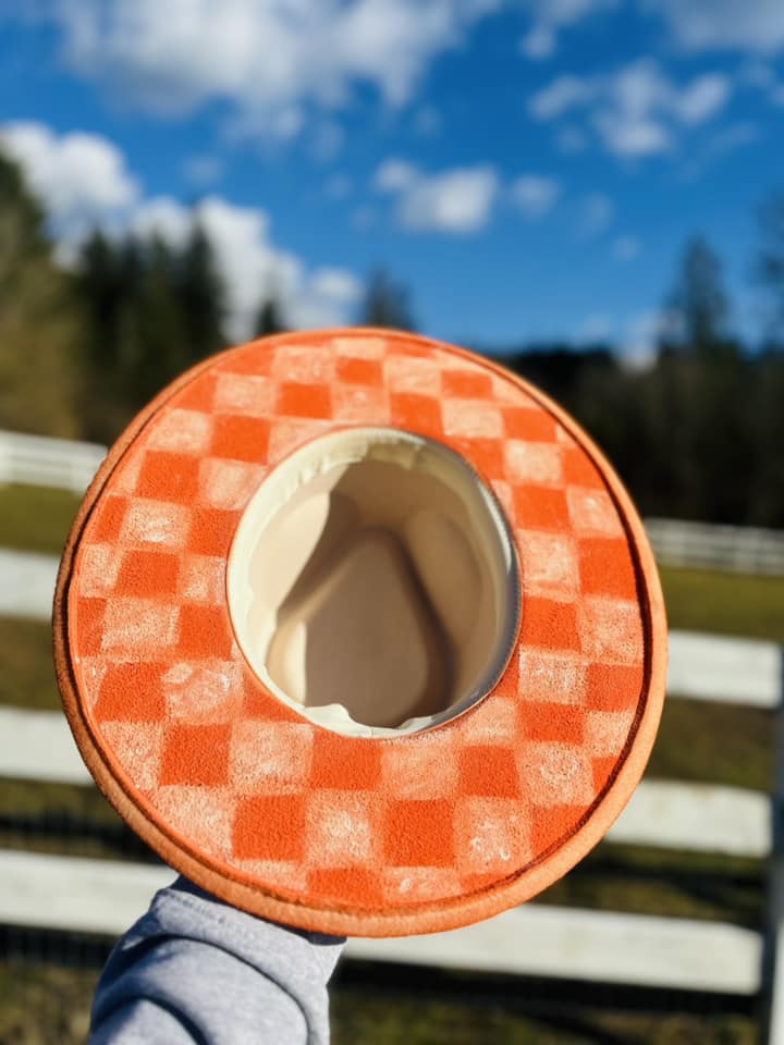 Orange Johnny Cash Wide Flat Brim Hat