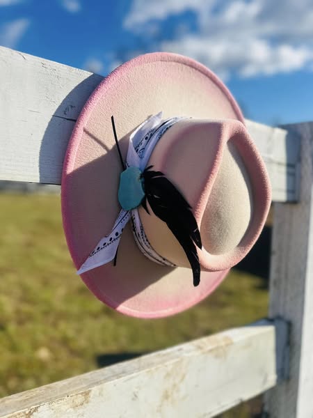 Pink Ladies Wide Flat Brim Hat