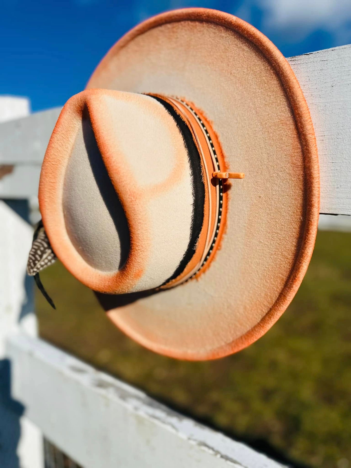 Orange Johnny Cash Wide Flat Brim Hat