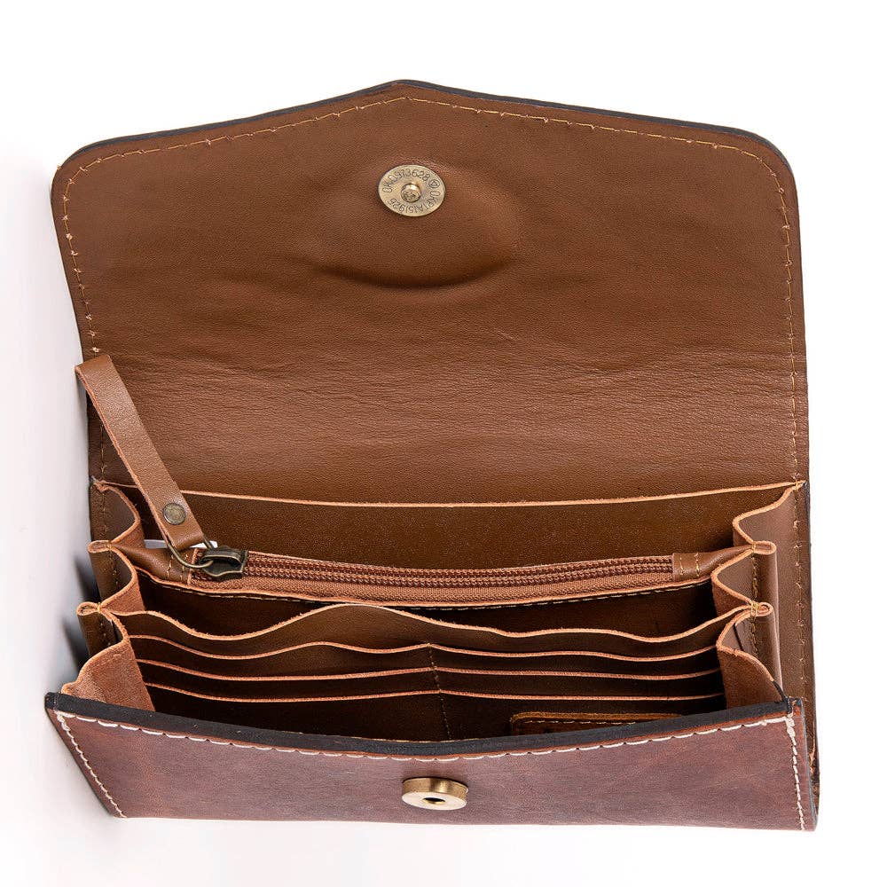 Hand-Tooled Leather & Turquoise Wallet