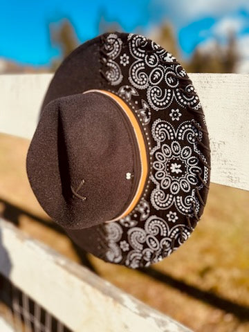 Black Harley Inspired Wide Flat Brim Hat