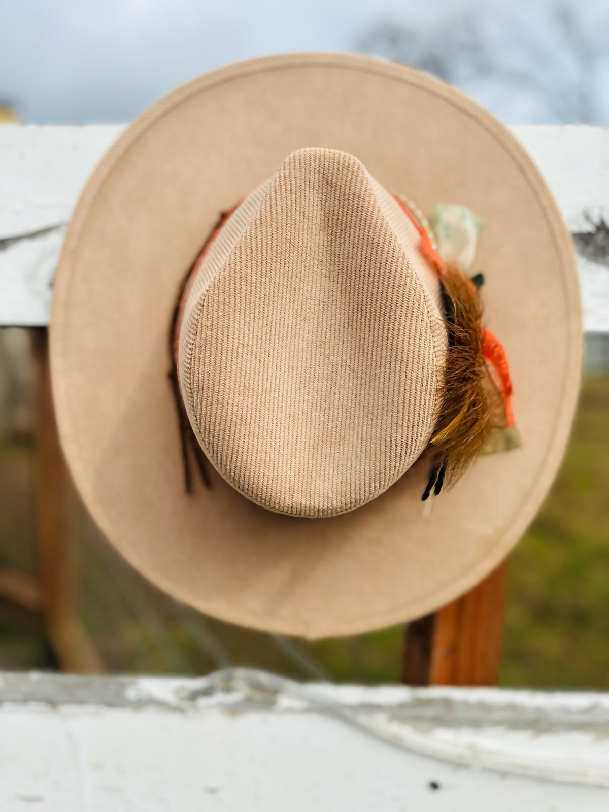 Corduroy Wide Flat Brim Hat