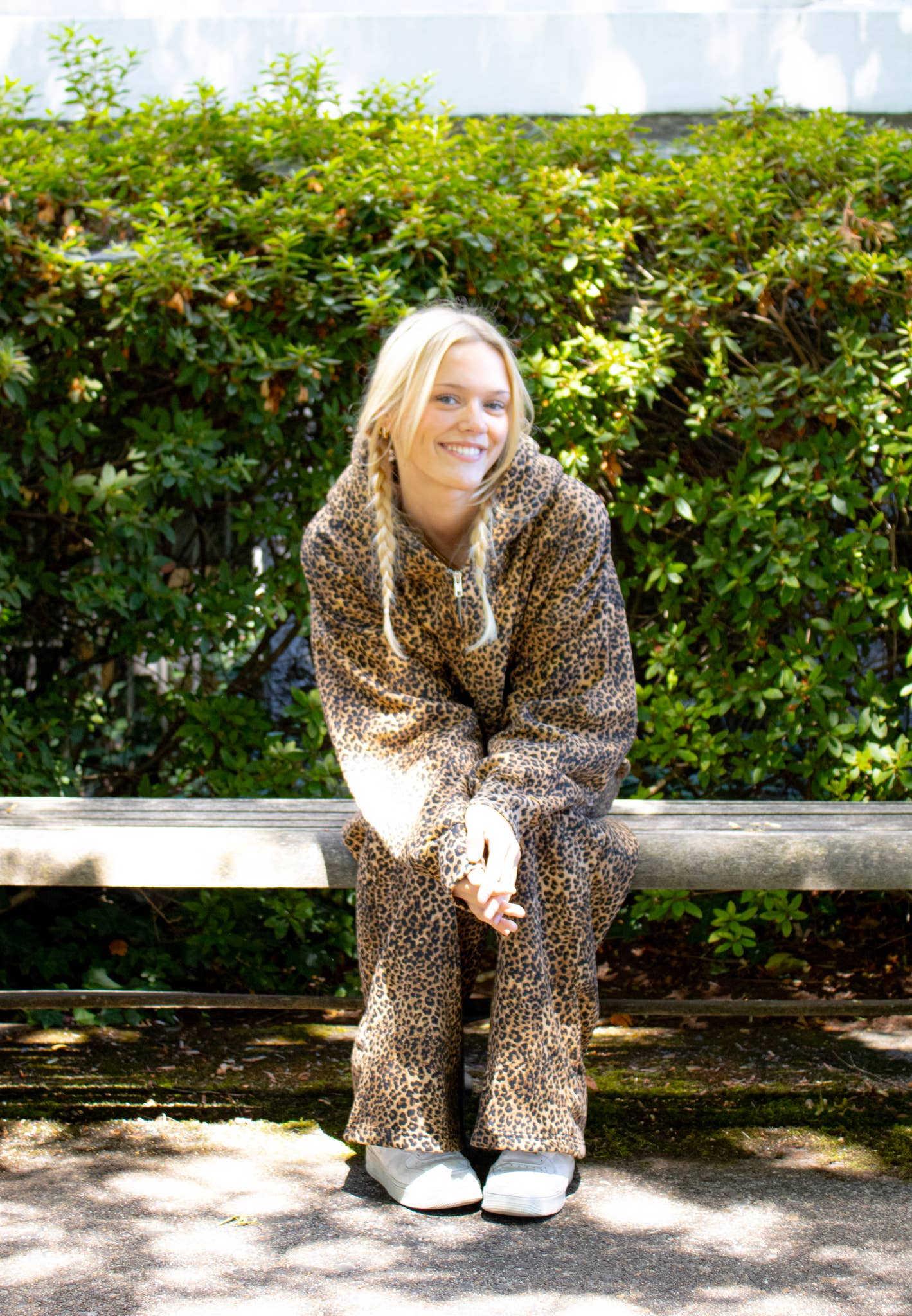 Leopard Sweatpants With Embroidery Pink Stars   : Medium