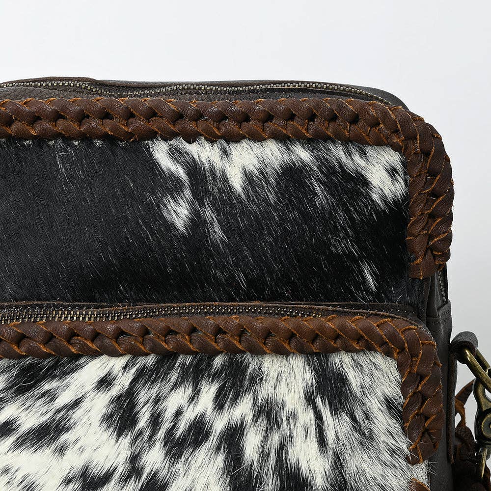 Hair-On Cowhide Fringe Crossbody Bag - Dual Pocket Mini Western Leather Purse