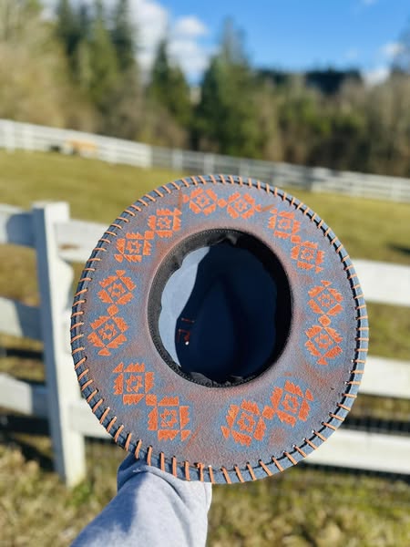 Queens Dusty Blue Wide Flat Brim Hat