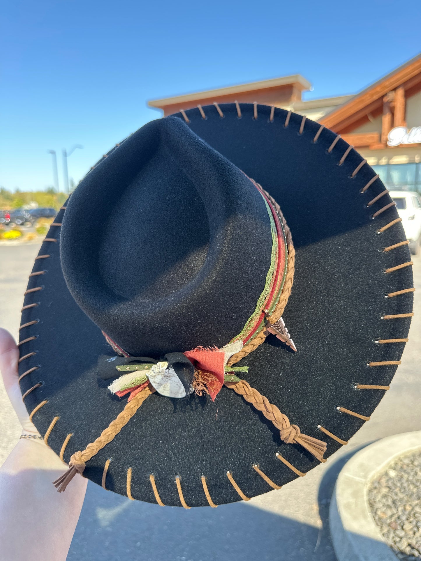 Boho black flat brim