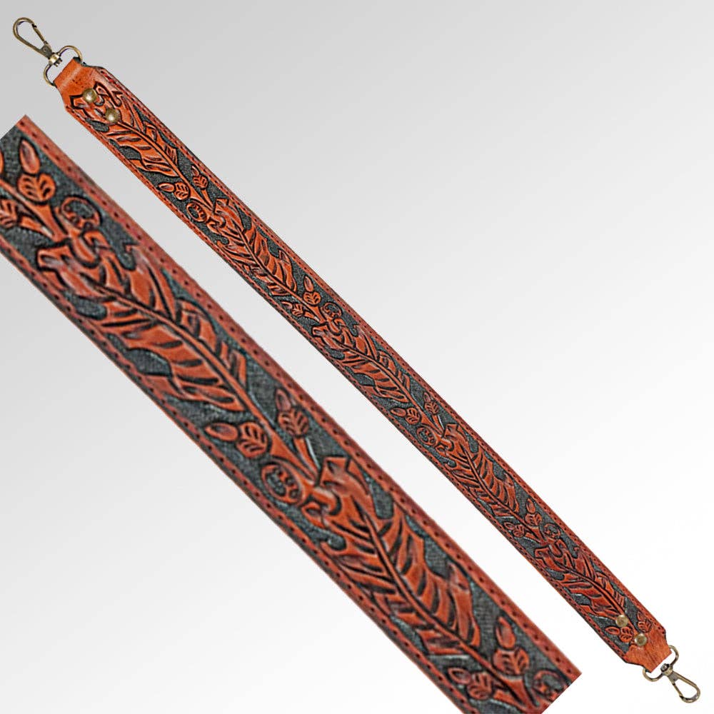 Hand-Tooled Leather Bag Strap