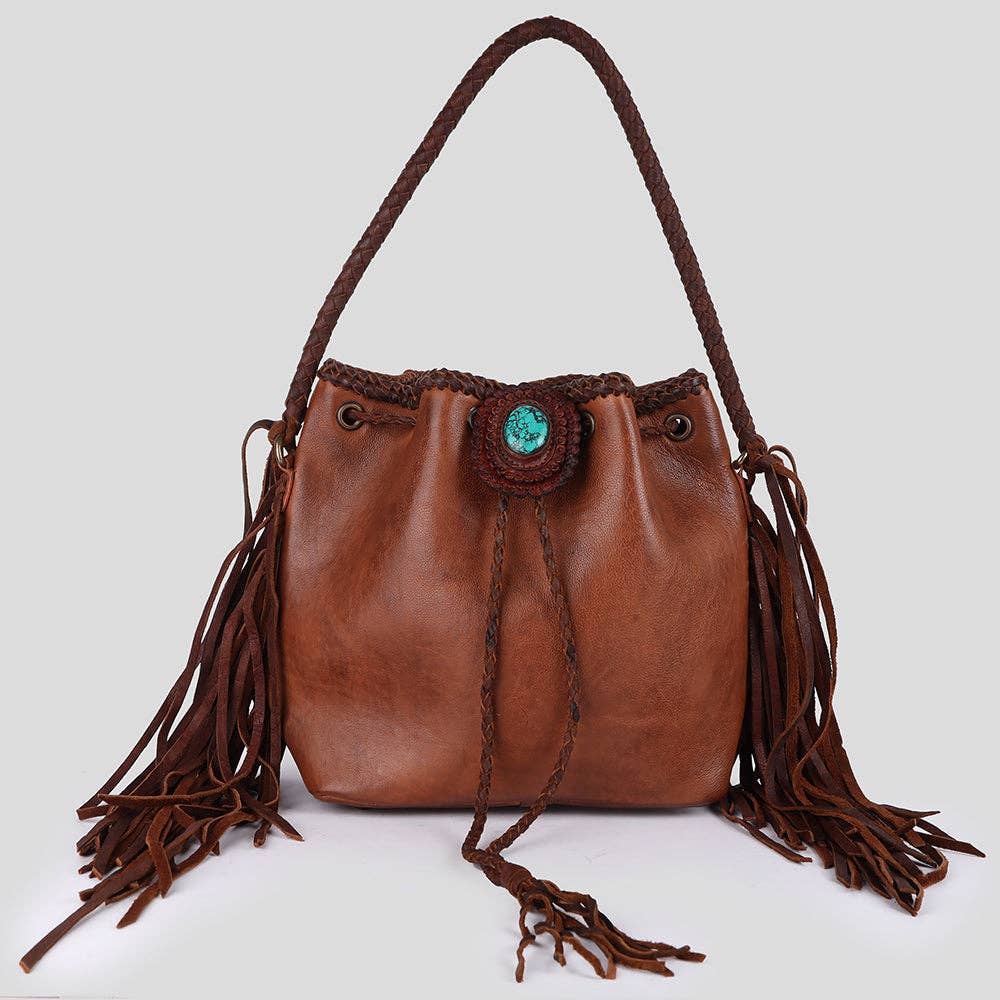 Western Leather Bucket Bag